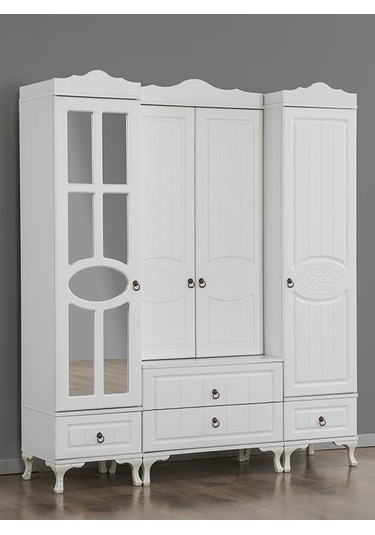 Mercan 4 Kapılı Portmanto Beyaz