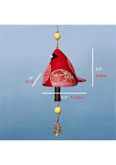 Neevoyu El Yapımı Kırmızı Kuş Resin Zil Çanı Bahçe Ve Ev Dekorasyonu, Rüzgarla Yumuşak Melodi, Dışarıda Ve İçeride Kullanıma Uygun