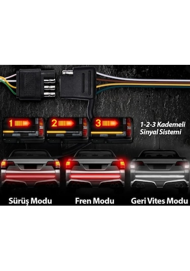 3 Modlu Off Road Bagaj Sinyalli Kayar Led Lamba 120cm Bagaj Altı