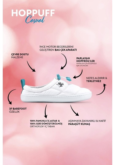 Hoppuff Casual Dinamik Beyaz Barefoot Çocuk Ayakkabı