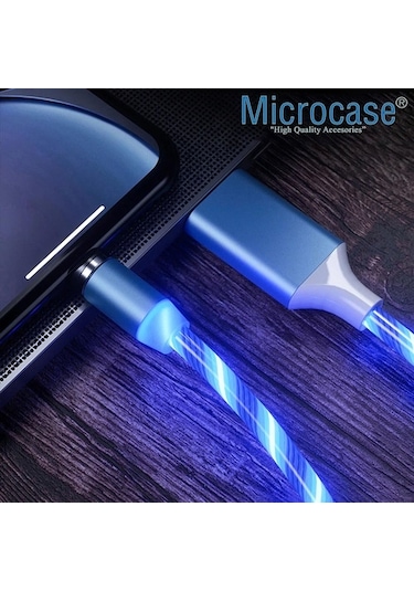Microcase Apple iPhone Uyumlu Lightning Işıklı Manyetik Şarj Kablosu Al2618