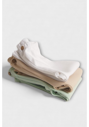 3'lü Pamuk Bebek Tayt Çok Renkli