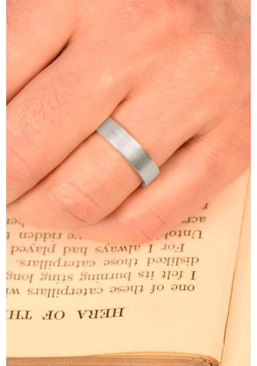 6mm Mat Düz Model Unisex Kadın Erkek Çelik Alyans Yüzük Cl29 Beyaz