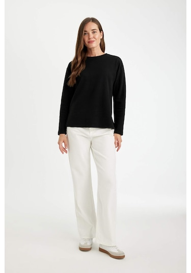 Defacto Regular Fit Bisiklet Yaka Selanik Kumaş Basic Düz Uzun Kollu Tişört D0359AX24AUBK81 Siyah Defacto Regular Fit Bisiklet Yaka Selanik Kumaş Basic Düz Uzun Kollu Tişört D0359AX24AUBK81 Siyah