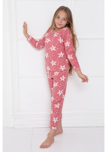 Sleeproom Kişlik Çocuk Polar Pijama Takim Pudra