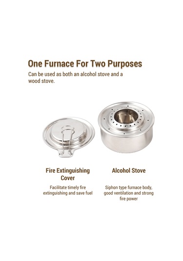 Jeemson Dış Mekan Çelik Alkol Ocağı Seti - 130ml Kapasite + Yangın Söndürme Kapağı 201 Çelik Gümüş