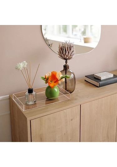 Willowhaven Siyah Minimalist Tasarım Şeffaf Akrilik Tepsi Banyo Kozmetik Organizer Siyah