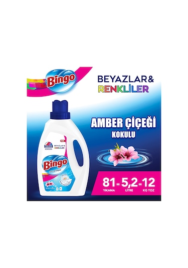 Bingo Amber Çiçeği Sıvı Çamaşır Deterjanı 3 x 1755 ML