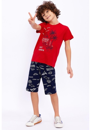 Roly Poly 2709 California Kırmızı Erkek Çocuk Bermuda Takım