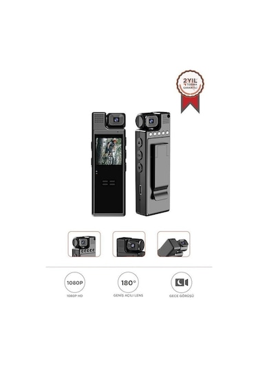 Ankatek Torima Cmr-19 Siyah 4k 180 Derece Vücut Kamerası Wifi Gece Görüşlü Aksiyon Kamerası Siyah