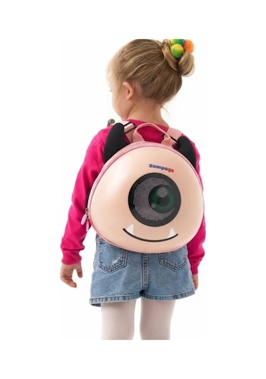Zampago Led Ekranlı Sevimli Canavar Çocuk Sırt Çantası - Pembe pembe