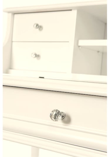 Wooding 100 Cm Çekmeceli Masif Krem Lake Raflı Çalışma Masası Krem