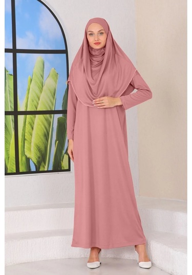 Tek Parça Namaz Elbisesi Gül Kurusu-20991 Gül Kurusu