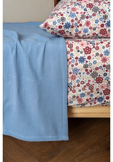 Soley Serenity %100 Pamuk 200 X 220 Cm Çift Kişilik Pike Mavi