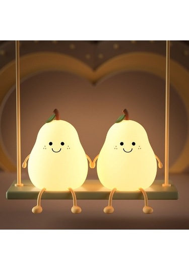 Fastbuy Juhui Store 7 Renk Değiştiren Armut Gece Lambası - Beyaz, Çok Renkli Işık Çok Renkli