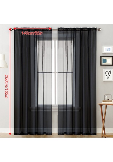 Monyee Kesikli Perde 140x260 Cm Lacivert 2 Adet - Işık Filtreleyici, Hafif Dokuma, Modern Ev Dekoru Diğer