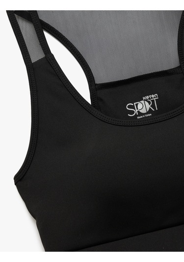 Koton Tül Detaylı U Yaka Slim Fit Sporcu Sütyeni Siyah 5sak30066nk Siyah