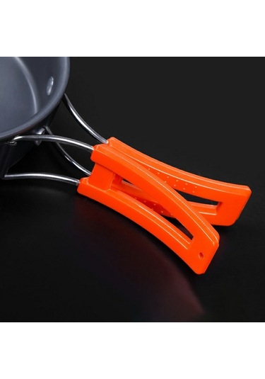 Hewolf Hw-K1342 Taşınabilir Kaymaz Saplı Tava Sıcaklığa Dayanıklı Kamp Tencere Seti 1-2 Kişi Için Çok Renkli