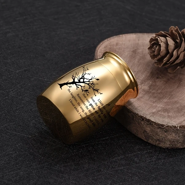 Fochsia Altın Küçük Anı Ağacı Yaşam İnsan Evcil Hayvan Külleri Alüminyum Mini Kül Kutusu