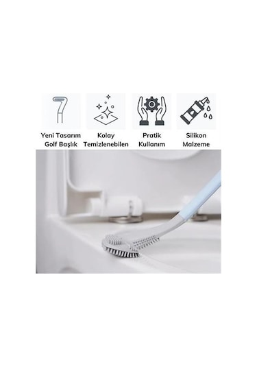 Buffer Golf Tasarımlı Silikon Wc Klozet Mutfak Temizlik Fırçası Kanca Hediyeli - Mavi