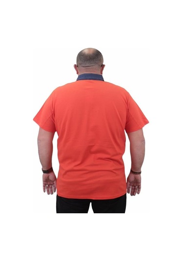Starbattal Büyük Beden Polo Kot Yaka Tişört 23420 Turuncu-Turuncu