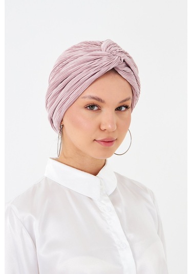 Gül Kurusu Çapraz Büzgülü Tesettür Bone Fukuro Piliseli 2512 18 Gül Kurusu