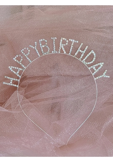 Doğum Günü Happy Birthday Metal Kristal Taşlı Taç Çok Renkli