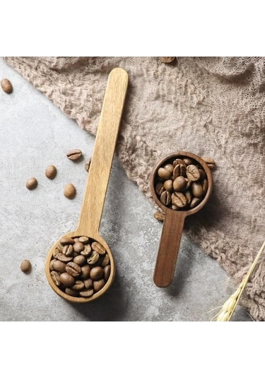 Pazly 2 Boyutlu Dayanıklı Ahşap Kahve Kaşığı Ölçme S Natürel