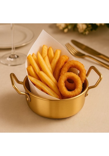 Morponi Saplı Gold Sunumluk & Meze Sunumluk Çelik 1 Adet 12 Cm Stainless Steel Bambu