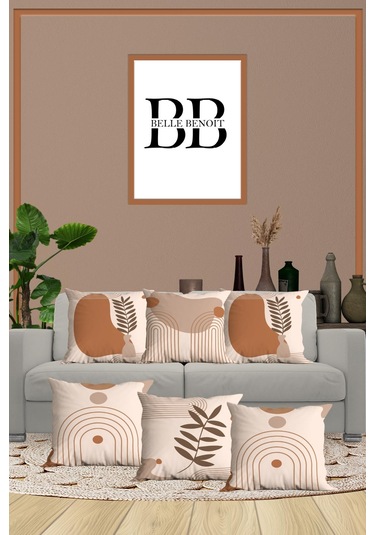 Belle Benoit Baskılı Dekoratif 6'lı Koltuk Kırlent Kılıfı Desen18