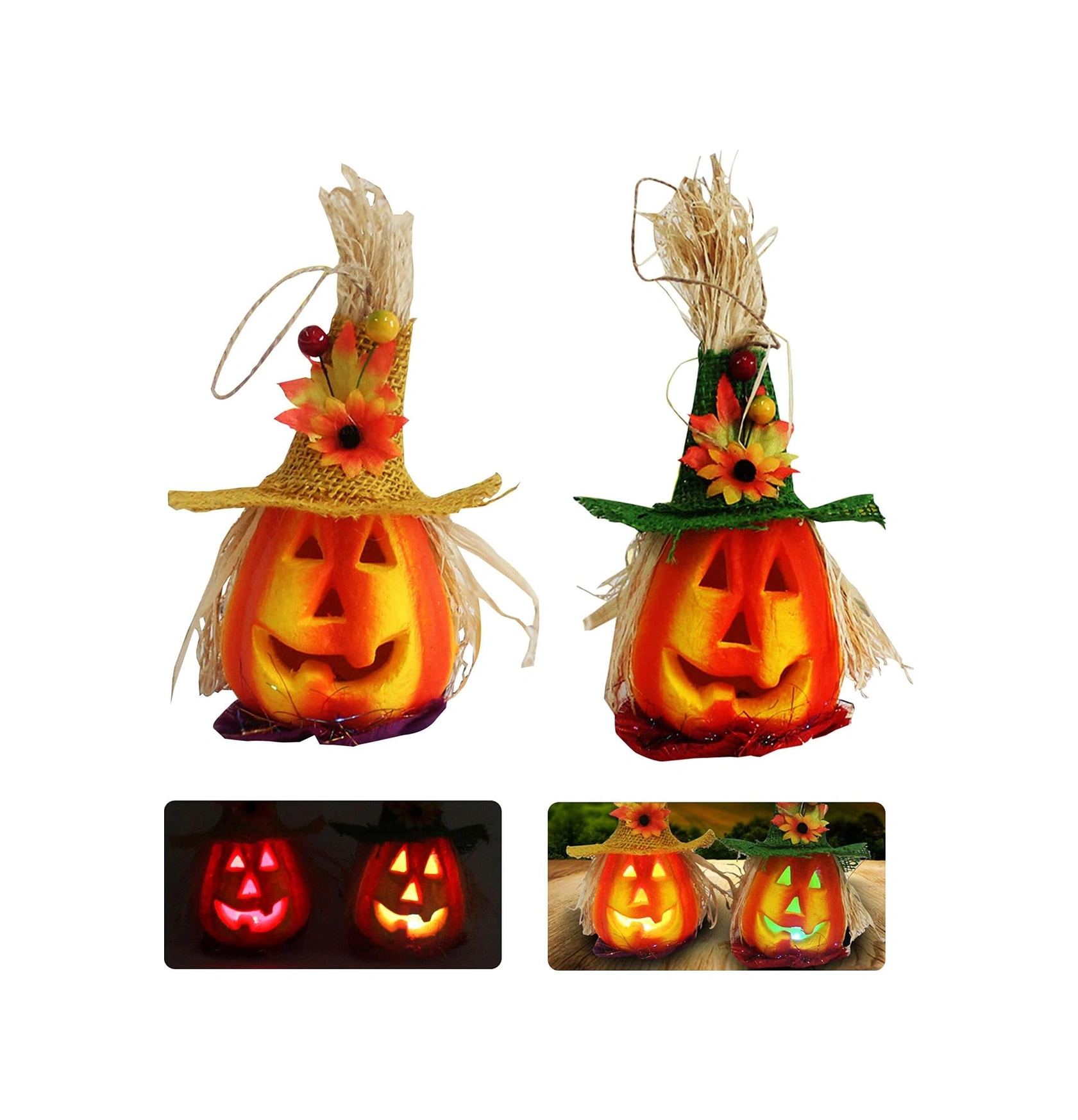 Işıklı Jack-o-lantern'ler, Led Işıklı Benzersiz Tasarım Cadılar Bayramı Süslemeleri, İç Ve Dış Mekan Kullanımı, Hasat Sevinci, Üflemeli Tasarım, Yeniden Kullanılabilir Diğer