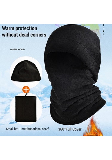 Geeksen Kış Outdoor Polar Fleece Multifonksiyon Elbise: Yüz-baş-kalınlık Isıtıcı, Rüzgar Engeli, Bisiklet-skayak Sporu Kullanıma Uygun Siyah Siyah