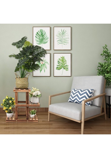 Symbee 3 Katlı Ahşap Bitki Standı - Kompakt Ve Şık Çiçek Sergileme Ünitesi Kahverengi