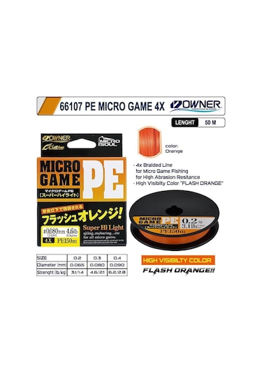 Cultiva 66107 Pe Micro Game 4x 0.015mm 150m Flash Orange Aji İpi 1.1kg Çeker