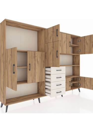 Arges Dolap 9 Raflı 4 Çekmeceli 8 Kapaklı 220x30x163 Çam-çam/ayta Çam-çam/aytaşı