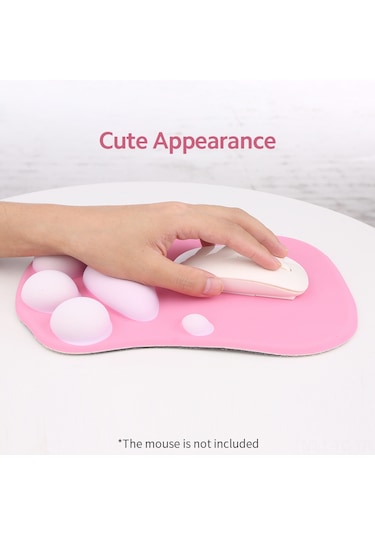 Skycity Kedi Parmaklı Silikon Kaymaz Önlüğü Fare Padı - Ofis Ve Oyun İçin El Desteği - Pembe
