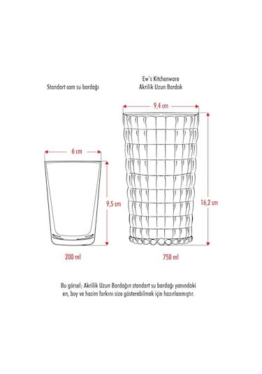 Allegra Mürdüm 6 Lı Bardak Seti 750 Ml Akrilik Malzeme - Cam Değildir Kırılmaya Dayanıklı Mürdüm