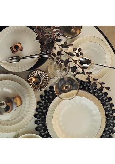Kütahya Porselen Bone Luz-form 52 Parça Yemek Takımı Platin File