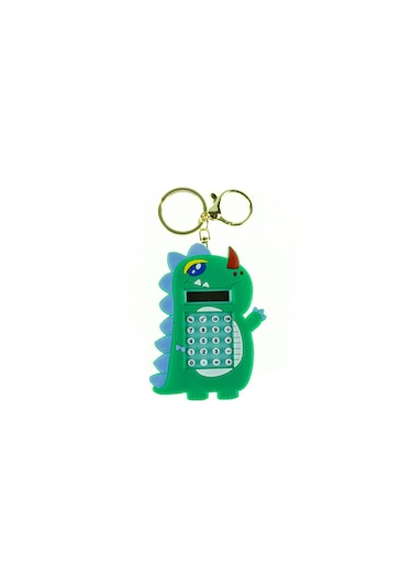 Mini Hesap Makinesi Dino Mini Anahtarlıklı Labirent Oyunlu Yeşil