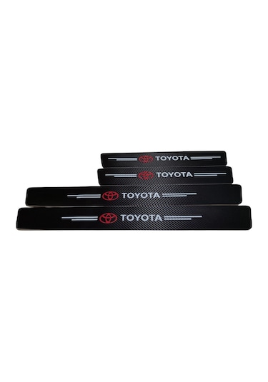 Toyota Logolu Karbon Kapı Eşiği Koruyucu Bant Folyo 4'lü Set