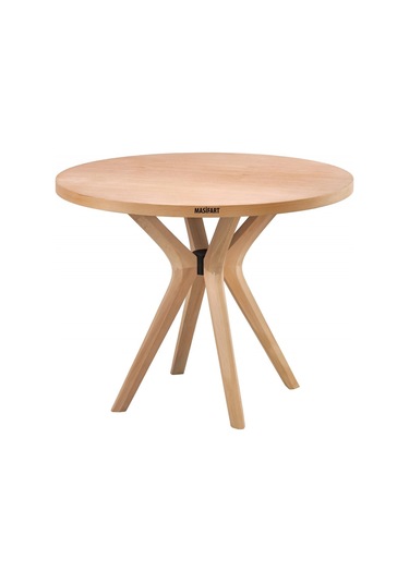 Masifart Alirio 110 Luk Kayın Poli 4 Lü Yuvarlak Masa Cilasız Ham Ham