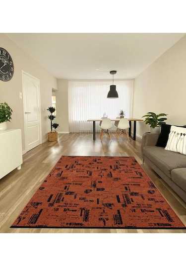 Çam Halı Bodrum Bdr 116 Kiremit Özel Latex Kaymaz Tabanlı Kilim