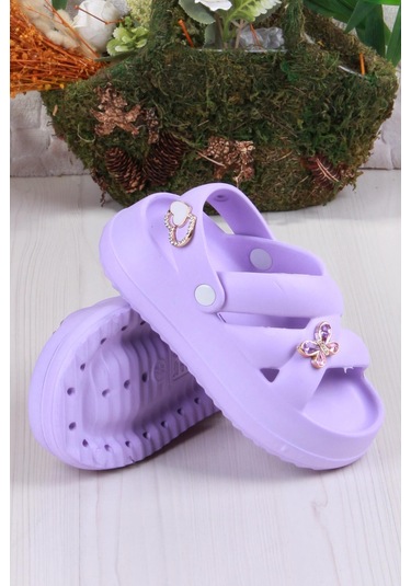 Fort Clx 6980 Plaj Deniz Havuz Terliği Hafif Rahat Esnek Kız Çocuk Terlik Mor