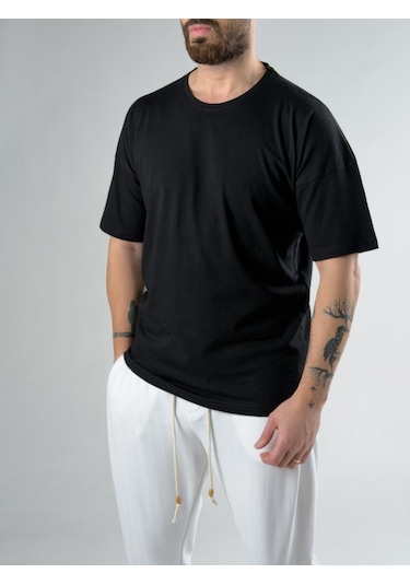 Cocopelli Oversize Siyah Erkek T-shirt Coc3121