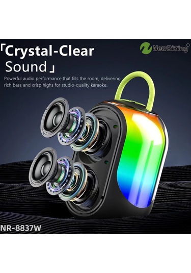 Vtn-37 Bluetooth Çift Mikrofonlu Kablosuz Karaoke Rgb Işıklı Yüksek Sesli Müzik 4 Ses Degıstırme