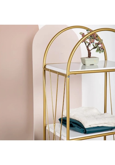 Demeter Gold Metal 4 Katlı Dekoratif Raf Gold