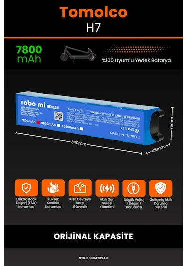 Tomolco H7 / 36v 7800mAh Elektrikli Scooter Bataryası