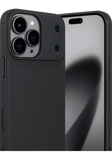 İphone Uyumlu 17 Pro Kılıf Focus Carbon Silikon Kapak Siyah