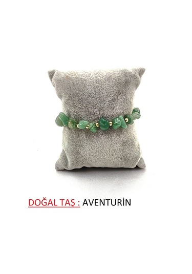Kırık Doğal Taş Ayarlanbilir Bileklik Yeşil