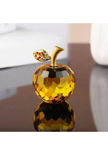 Moveevo Kırmızı Kristal Elma, 5 Cm, Minimalist Ev Dekorasyonu, Hediye İçin Uygun Nikah, Doğum Günü, Noel